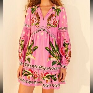 Farm Rio Pink Leopard Forest Mini Dress NWT